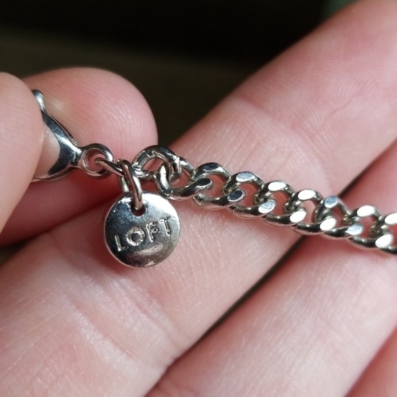 LOFT layered necklace silver chain beads - Picture 2 of 4